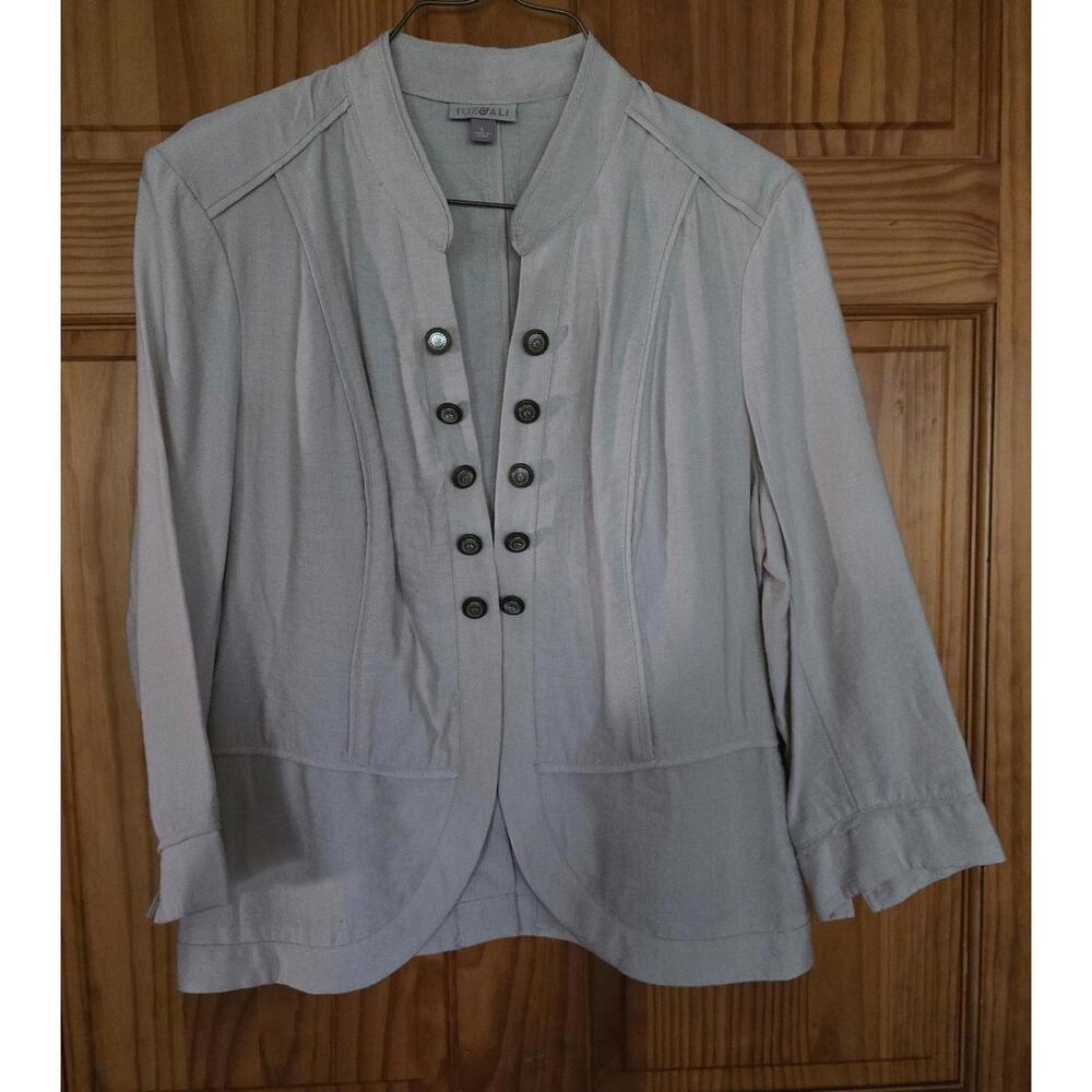 Roz & Ali Military Inspired 3/4 sleeve Jacket with Hook Front Closure